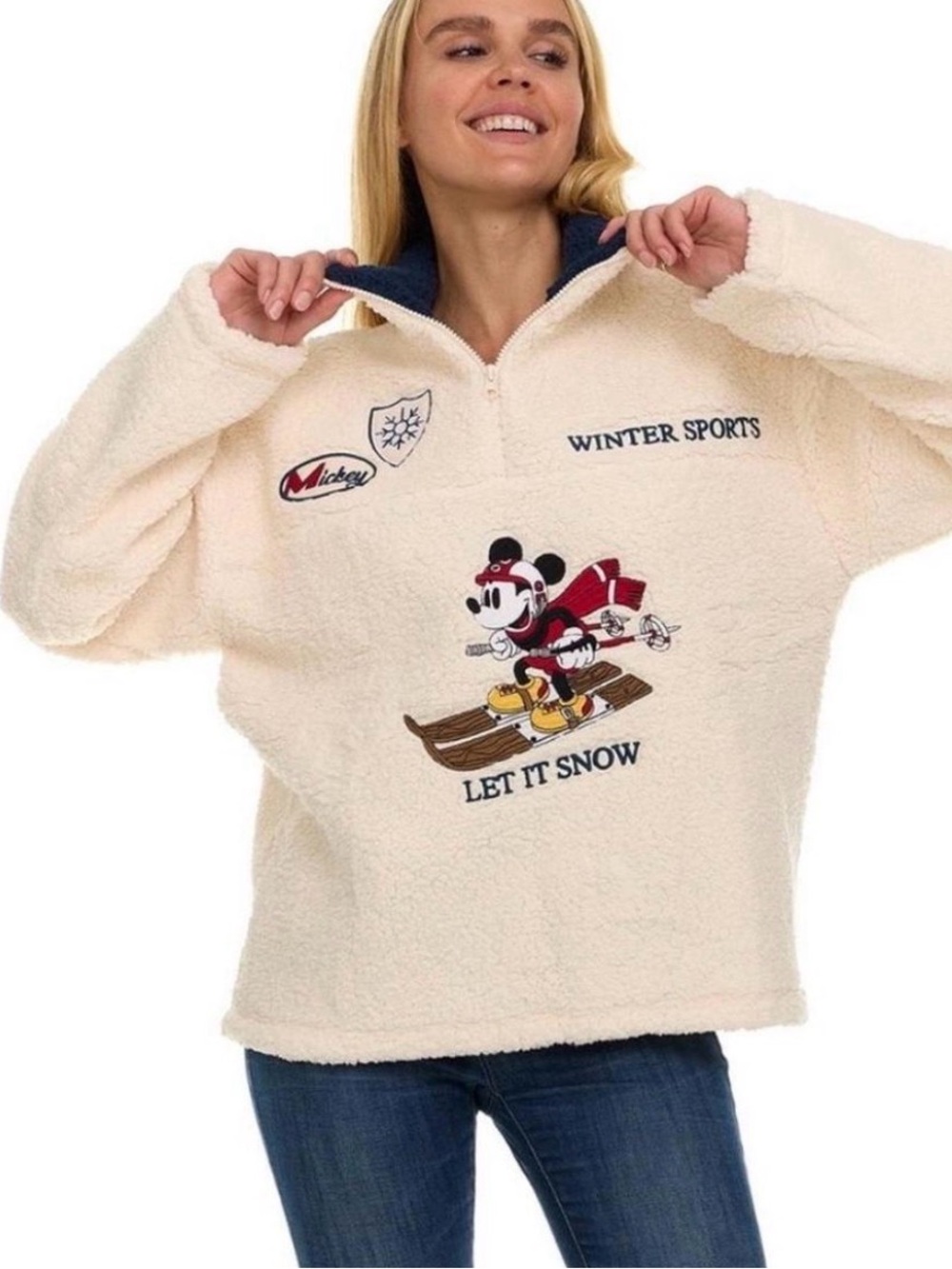 Snow Ski Plush Quarter-Zip Sweater - Cream - Picture 1 of 13